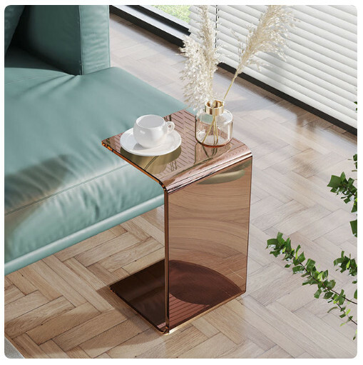 Popular sofa small side table living room table special-shaped coffee table (dark brown 30x30x55cm)