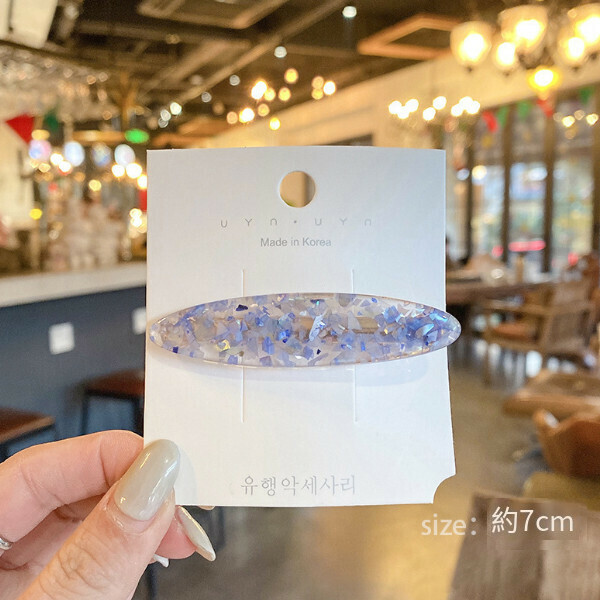 激抵簡約復古劉海髮夾（73#長藍色橢圓）