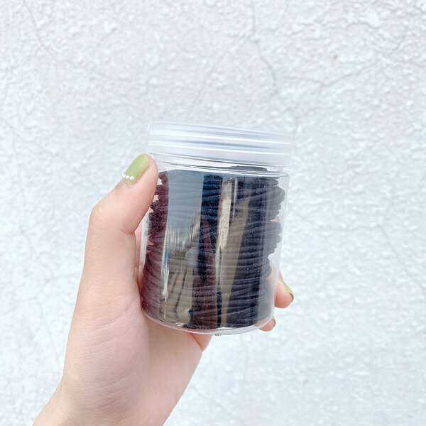 Korean Simple and Durable Hair Bands Basic Versatile High Elastic Elastic Hair Accessories 100 Pieces (Pure Black)