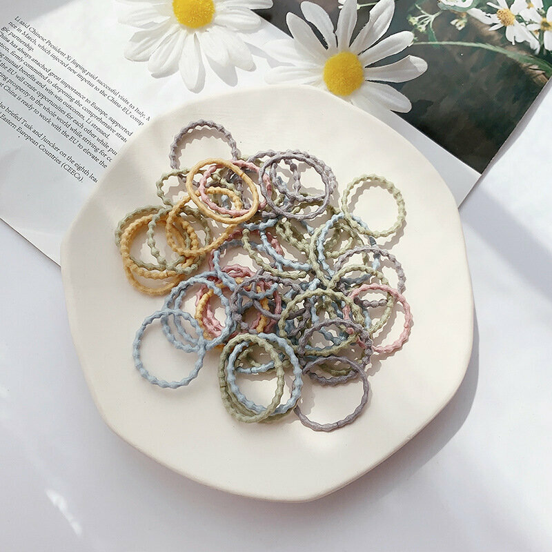 【100 sticks in a pack】 Korean-style durable hair bundle elastic band/rubber band (Nordic honey bean)