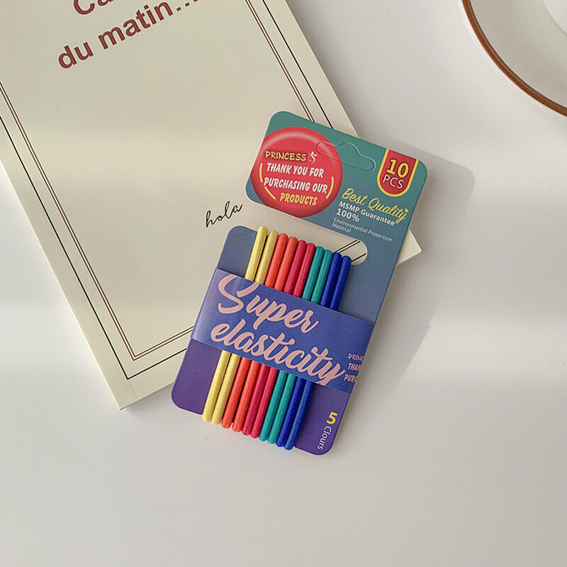 熱賣[1# 彩虹色 10條裝] 韓版簡約皮筋髮繩橡皮筋