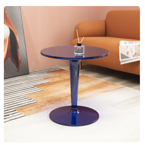 Popular Nordic transparent small coffee table acrylic round small side table coffee table (full dark blue)