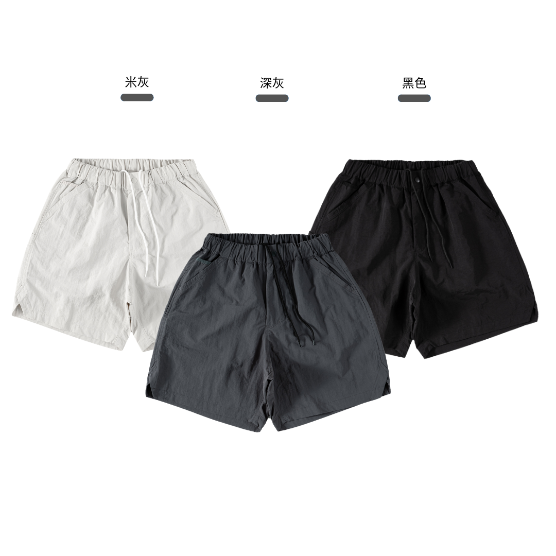 SALE- 膝上 防潑水 尼龍 寬鬆 畫家短褲 黑色 深灰 米灰 【 FUZY 】- P202499