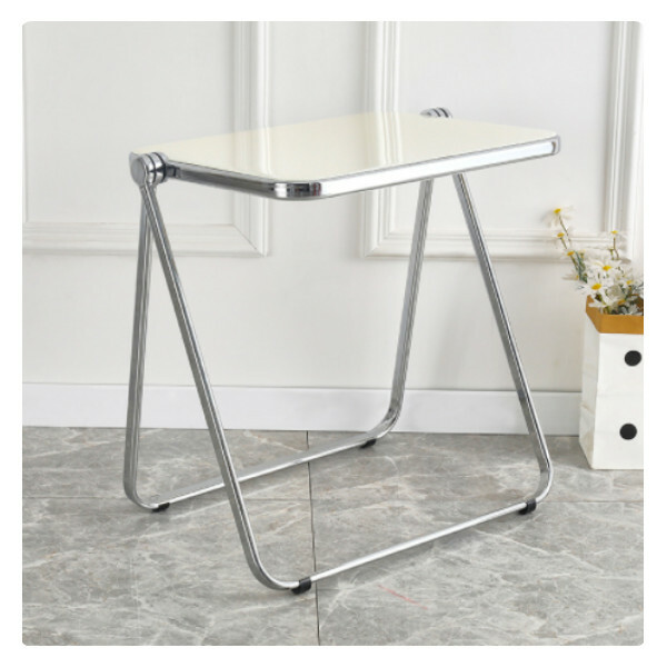 Popular transparent folding table computer table coffee table bedside table living room table (off-white)