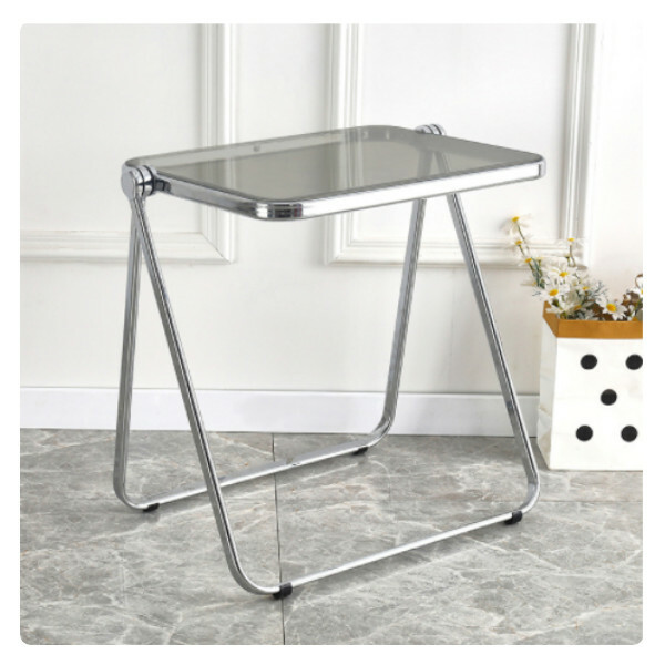 Popular Transparent Folding Table Computer Table Coffee Table Bedside Table Living Room Table (Gray)