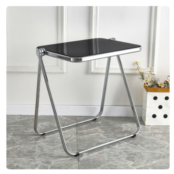 Popular Transparent Folding Table Computer Table Coffee Table Bedside Table Living Room Table (Black)
