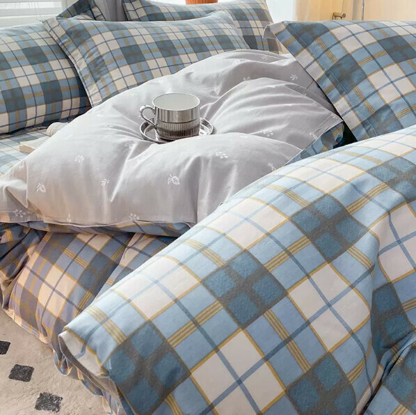 Popular spring and summer pure cotton quilt cover (Lange [100% cotton fabric, non-fading and non-pilling] 1.5M [sheet set of four] 180*220cm quilt cover/200*230cm bed sheet)
