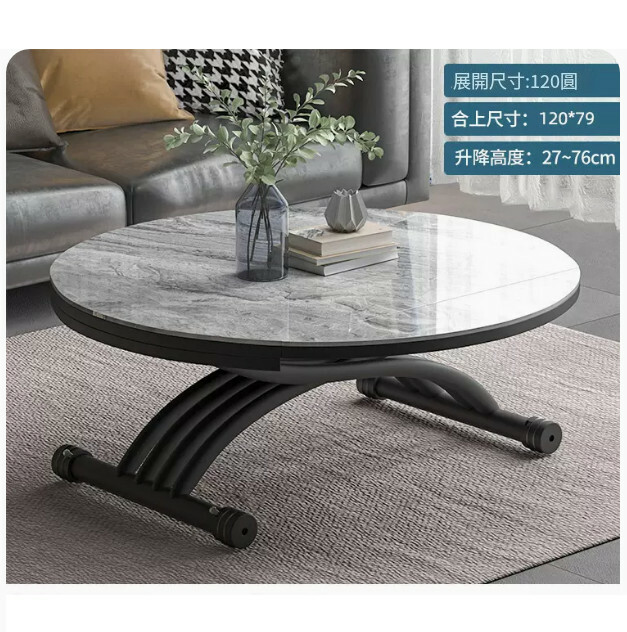 New slate + glass solid wood table, folding dual-purpose lifting coffee table, living room multi-function table (1.05 m/Italian gray/slate + density floor)