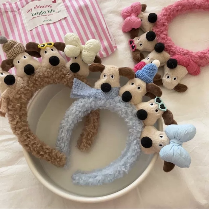 《52717》4隻掌門狗阿高毛絨髮箍(4色)