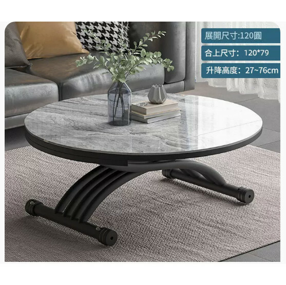 New slate + glass solid wood table, folding dual-purpose lift coffee table living room multifunctional table (1.2 meters / Italian gray / slate + density floor)