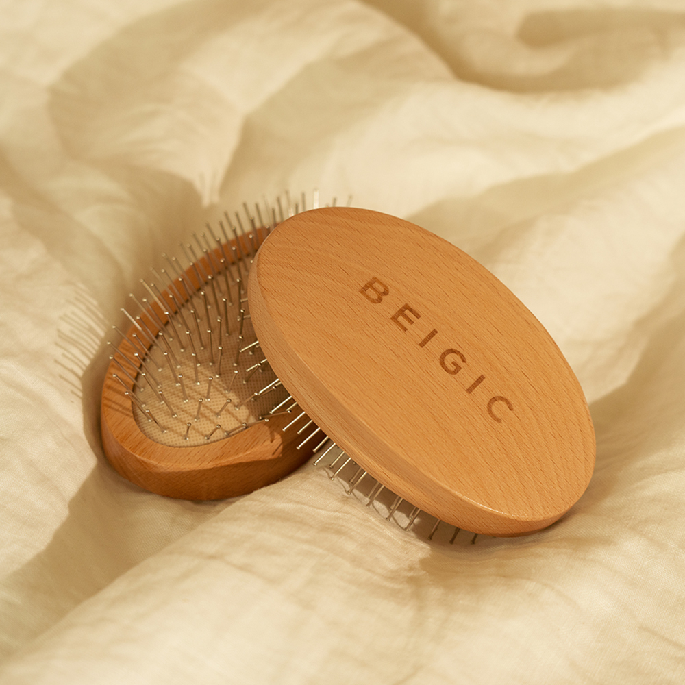 木質頭皮按摩梳 - BEIGIC