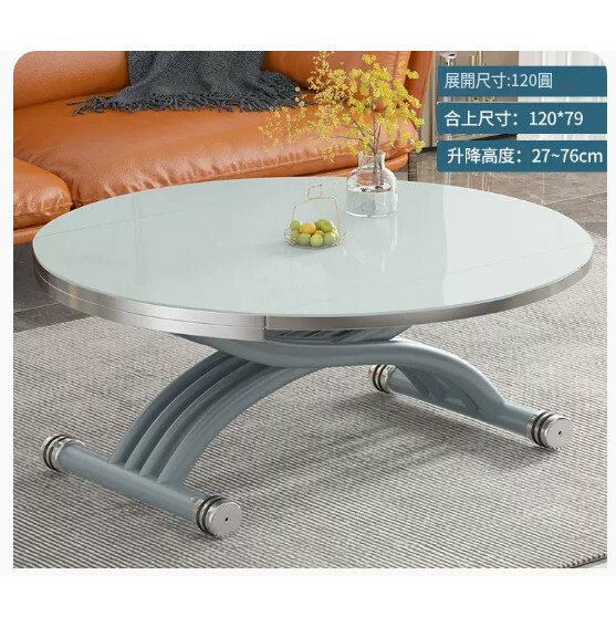 New slate + glass solid wood table, folding dual-purpose lift coffee table living room multi-functional table (1.2 meters / white glass + solid wood base) classic model