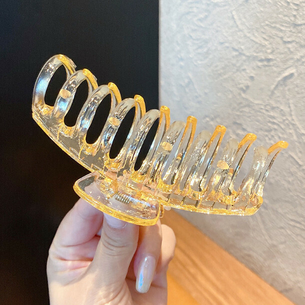 爆款抓夾髮卡頭飾髮夾（龍骨香檳透明色）