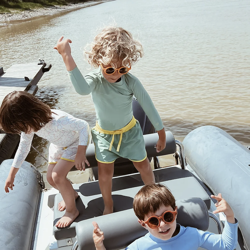 鼠尾草綠 Sage | 海廢再生 抗UV兒童防曬游泳短褲