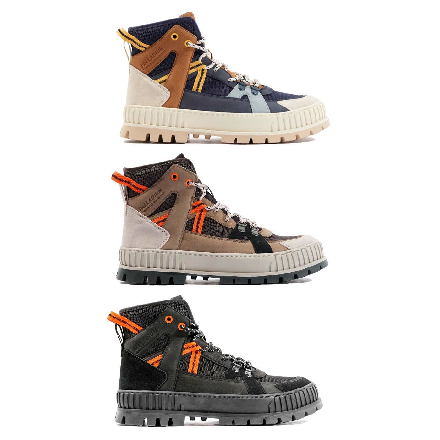 男鞋 PALLADIUM PALLASHOCK OUTCITY 黑 卡其 藍 皮革 厚底 拼接 高筒 休閒鞋【08877】