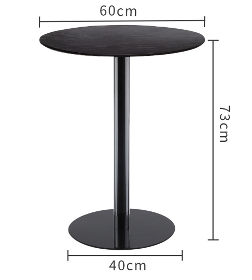 新款簡約仿大理石小圓桌(黑木紋黑底（高光)(尺寸:直徑60CM,高73CM)