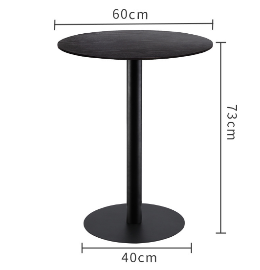 新款簡約仿大理石小圓桌(黑木紋黑底（磨砂)(尺寸:直徑60CM,高73CM)