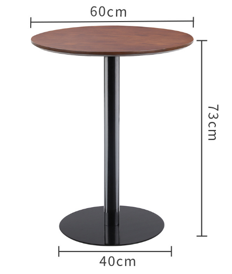 新款簡約仿大理石小圓桌(胡桃木紋黑底（高光)(尺寸:直徑60CM,高73CM)