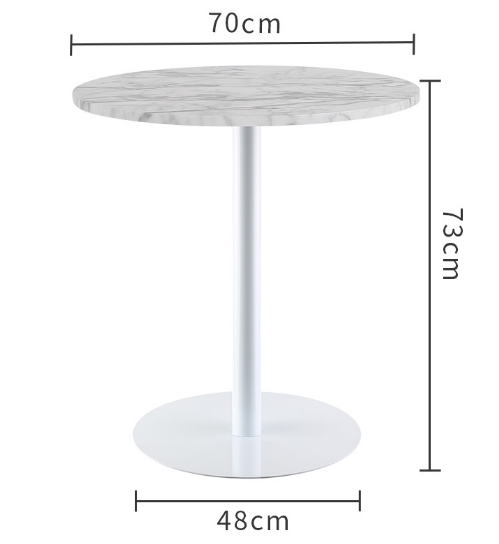 新款簡約仿大理石小圓桌(白大理石白底（高光)(尺寸:直徑70CM,高73CM)