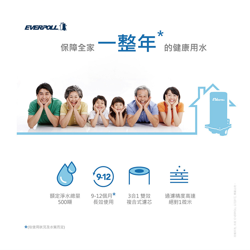 【 EVERPOLL 愛科】全戶除氯淨水器專用濾芯 FH-050 (適用FH-500)