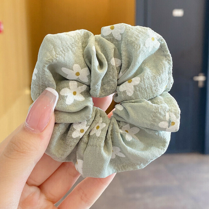 激抵簡約頭飾發圈（62#淺綠白花朵）