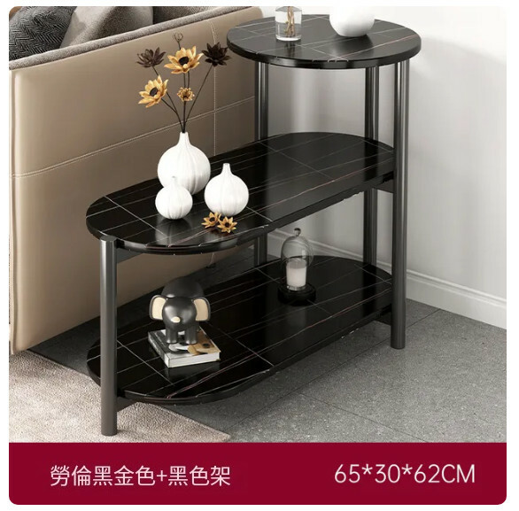 New sofa side table, coffee table, bedside frame (Lauren black gold + black frame) 65x30x62cm