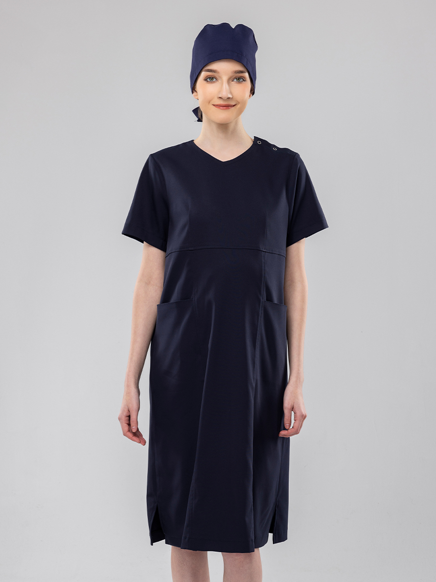 【 AS804-B9 】孕婦洋裝-AS柔彈布-深海藍