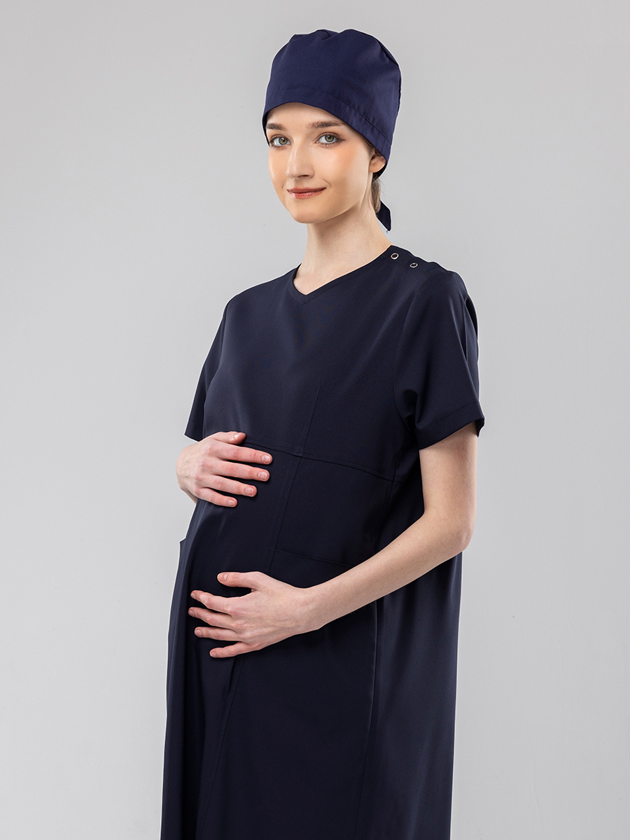 【 AS804-B9 】孕婦洋裝-AS柔彈布-深海藍