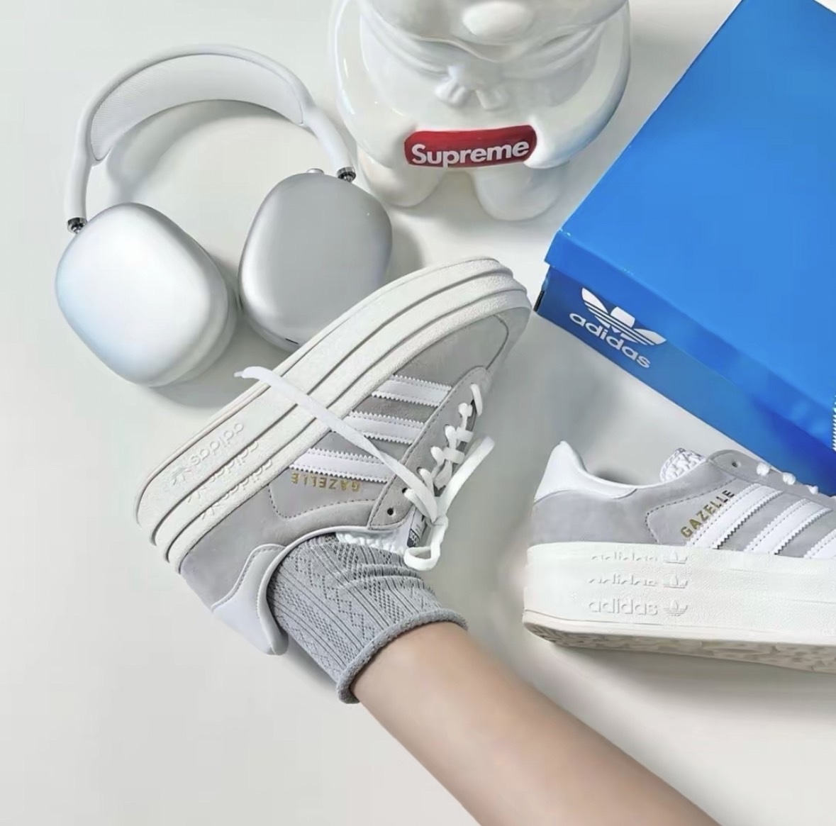 Adidas Originals Gazelle Bold 灰白 厚底 格雷系 HQ6893