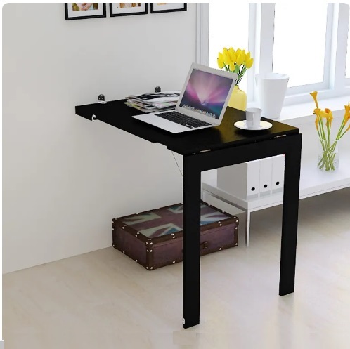 New folding table invisible dining table hanging picture table office desk computer table (black) 75X45X75cm