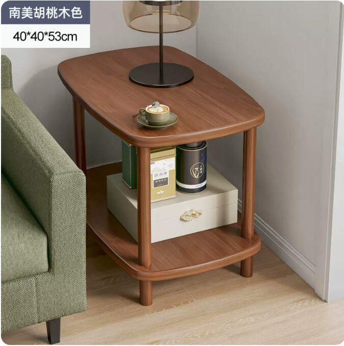 熱賣平價簡約傢具 茶几 床頭櫃 梳化邊桌 【特價薄板款】2層+方型40x40x53cm胡桃色