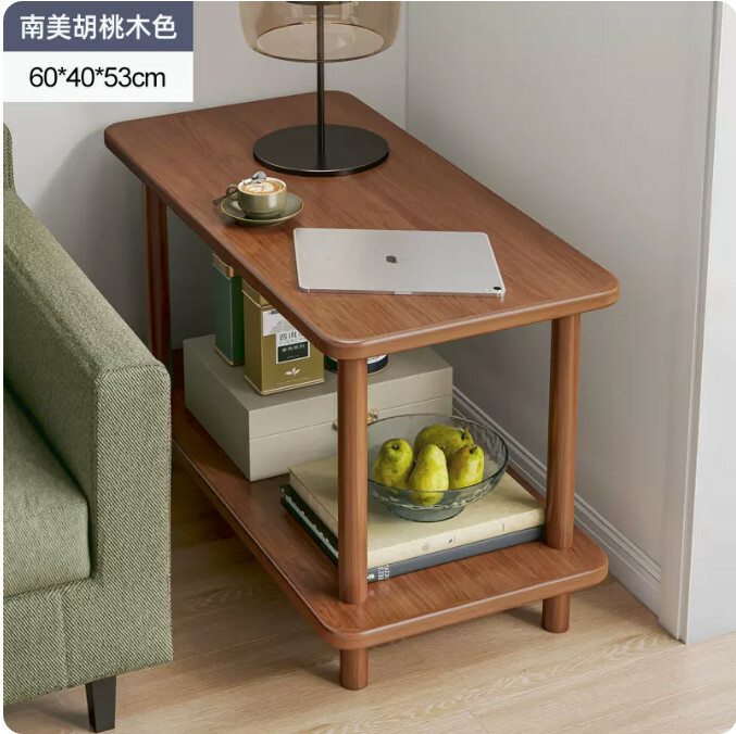 熱賣平價簡約傢具 茶几 床頭櫃 梳化邊桌 【特價薄板款】2層+方型60x40x53cm胡桃色