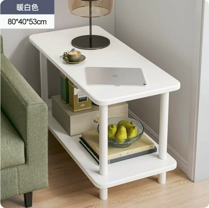 Hot Selling Affordable Simple Furniture Coffee Table Bedside Table Sofa Side Table [Special Price Thin Plate Model] 2 Layers + Square 80x40x53cm Warm White
