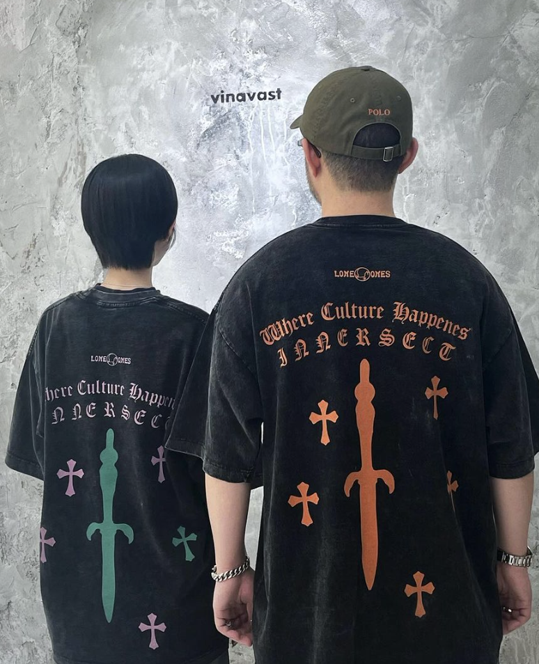 LONEONES X INNERSECT Washed Black Tee (Purple/Green) (Orange)
