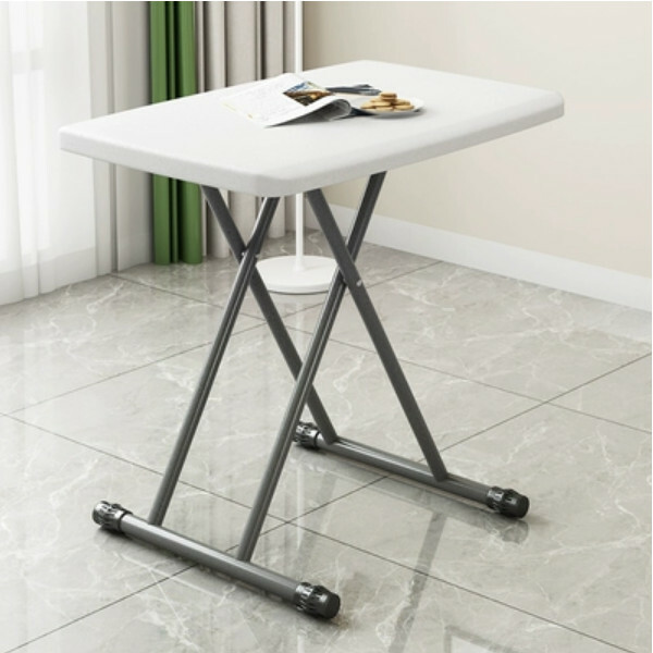 New plastic folding table, lifting coffee table, outdoor plastic table, computer table, small dining table (76x50x66cm high) (white) up to 66cm