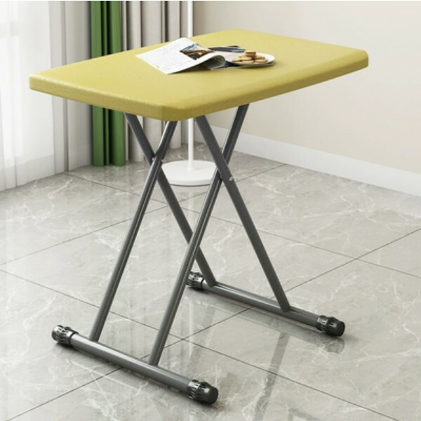 New plastic folding table, lifting coffee table, outdoor plastic table, computer table, small dining table (76x50x66cm high) (yellow) up to 66cm