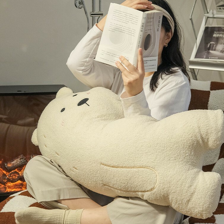 《4246》可愛毛絨白咖大熊抱枕靠枕