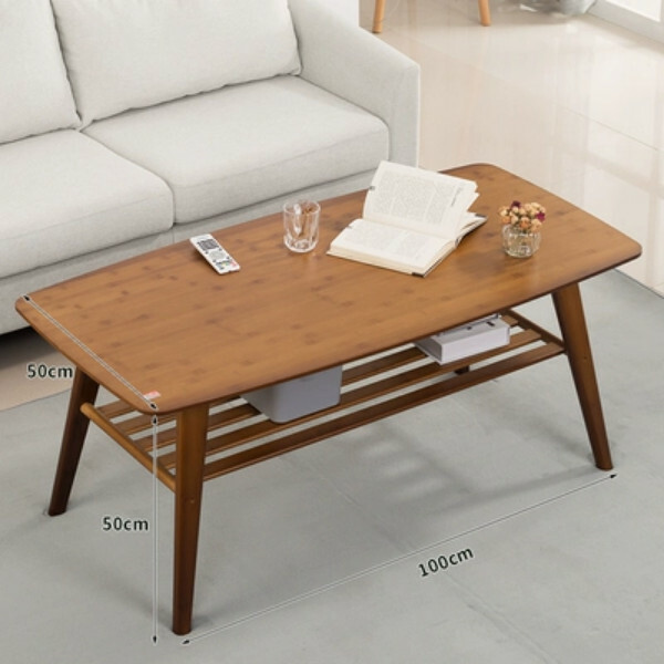 New bamboo solid wood furniture coffee table computer table sofa side table small dining table [brown] 100x50x50cm