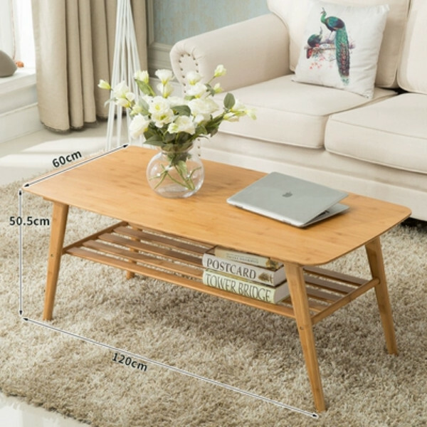 New bamboo solid wood furniture coffee table computer table sofa side table small dining table [raw wood color] 120x60x50cm