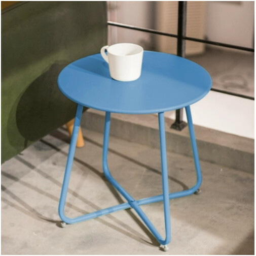 New Nordic Iron Sofa Side Table, Bedside Table, Small Coffee Table (Peacock Blue 45X45cm)