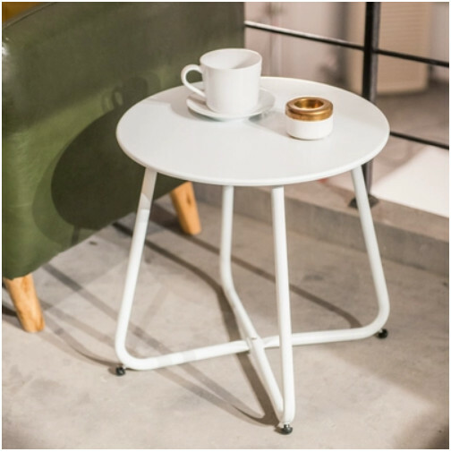 New Nordic iron sofa side table, bedside table, small coffee table (white 45X45cm)
