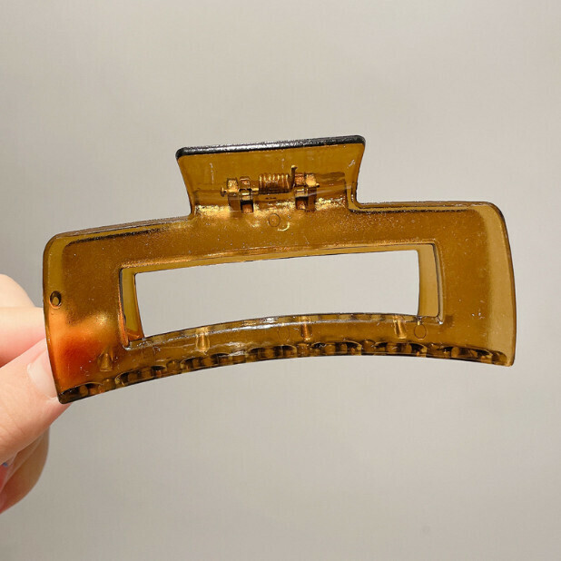 熱推盤髮抓夾 髮夾 鯊魚夾 髮飾（9#咖啡方形11CM）