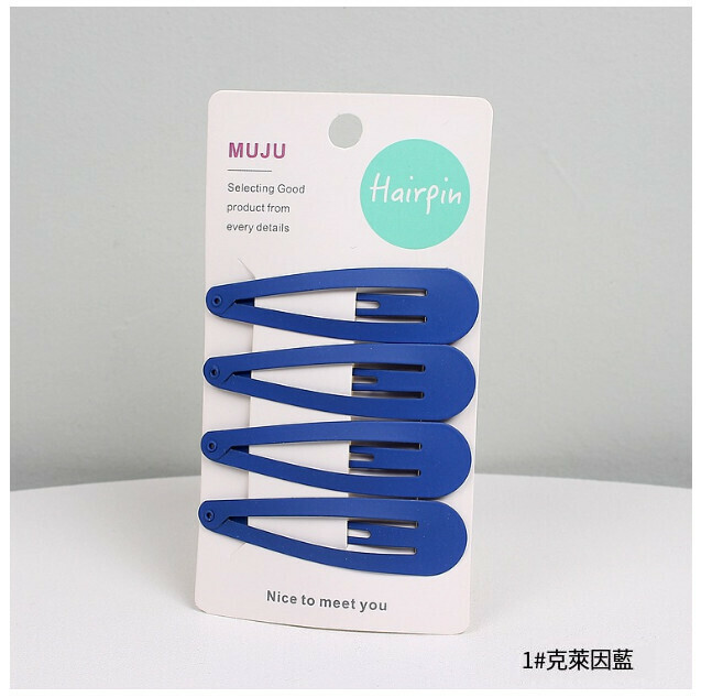 (4pcs/set) flower basket bangs hairpin BB clip (1# Klein blue)