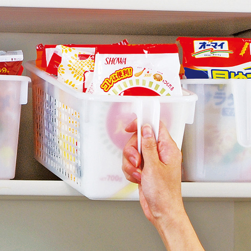 提把收納籃/白 15.9x13.5x33.1cm