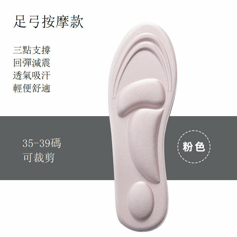 新款超軟加厚前掌墊防痛防臭減震鞋墊(粉色-1對裝)【尺碼35-39碼】-可自由裁剪大小