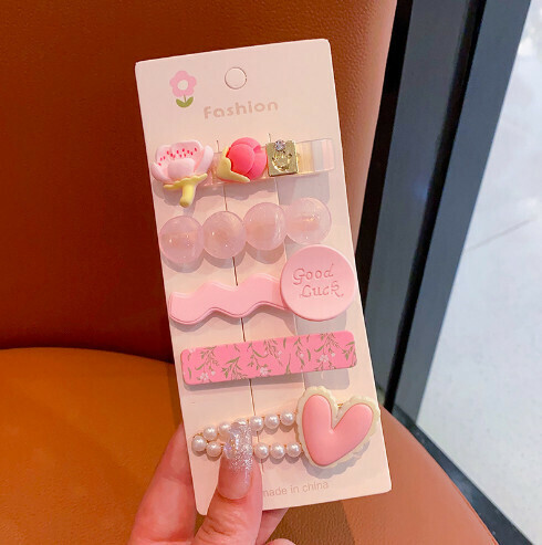Cartoon cute hairpin [4# peach blossom five-piece set] 