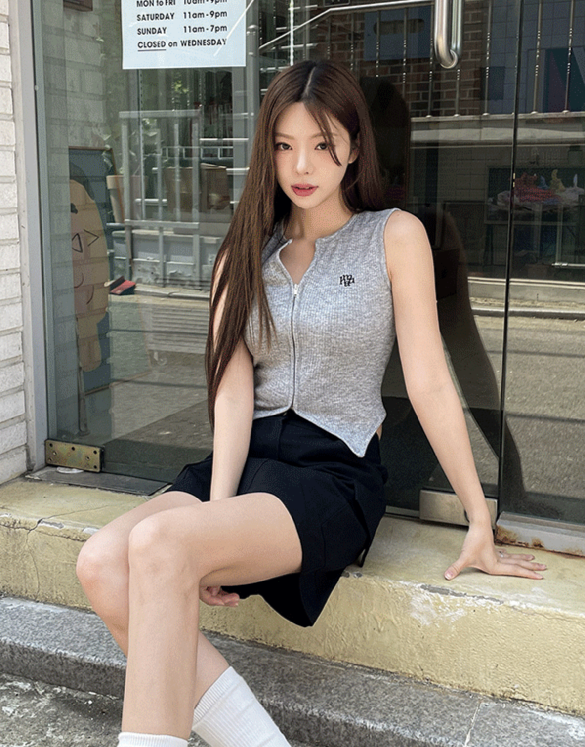 預訂｜MUAHMUAH Logo Stitch Knit Zipup Vest (2 COLOR)