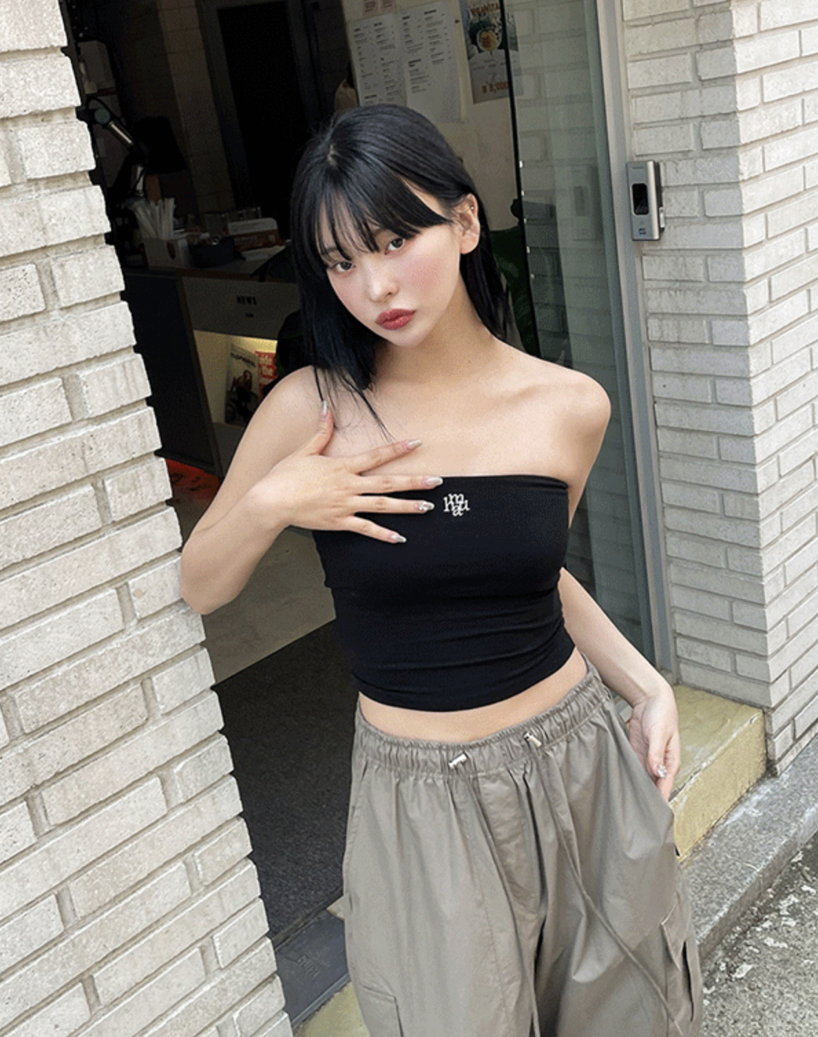預訂｜MUAHMUAH Logo Stitch Cotton Span Tube Top (2 COLOR)