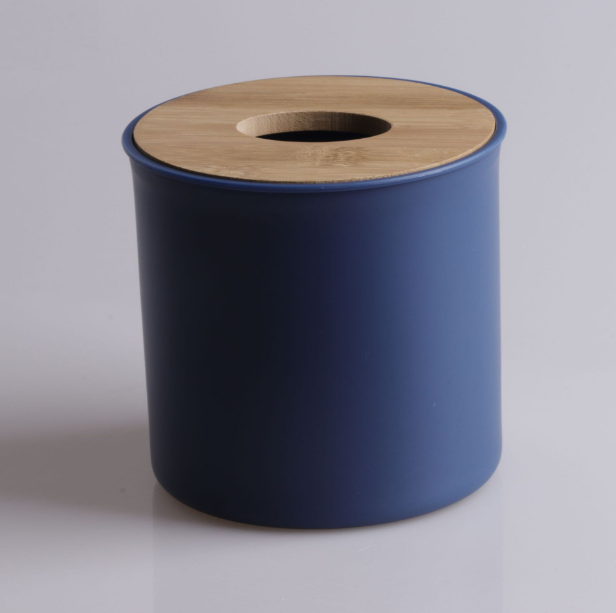 Wooden lid tissue box Multifunctional wooden tissue box [round navy]