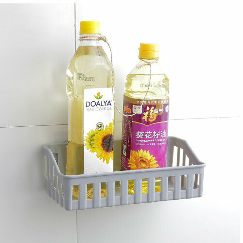 [Single/Grey] non-perforated bathroom shelves Wall hanging basket 